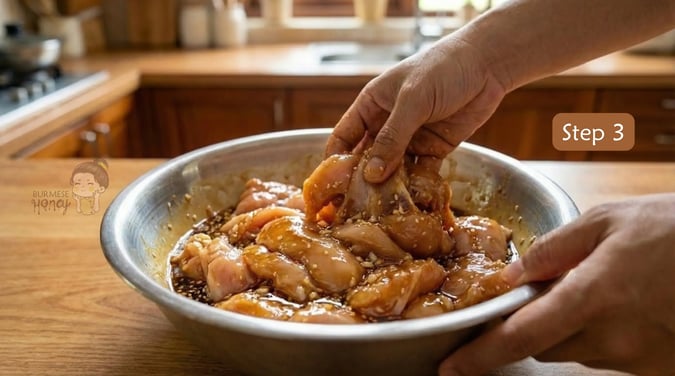 Honey Garlic Chicken Receipe by Burmese Honey - Step 3