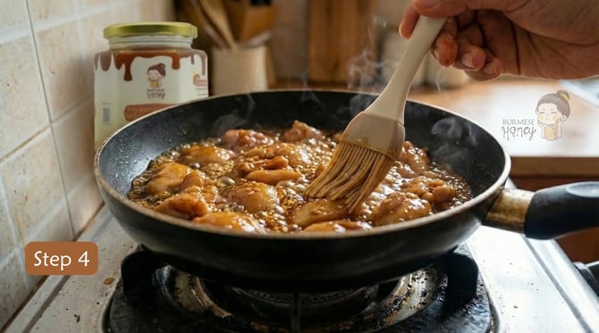 Honey Garlic Chicken Receipe by Burmese Honey - Step 4