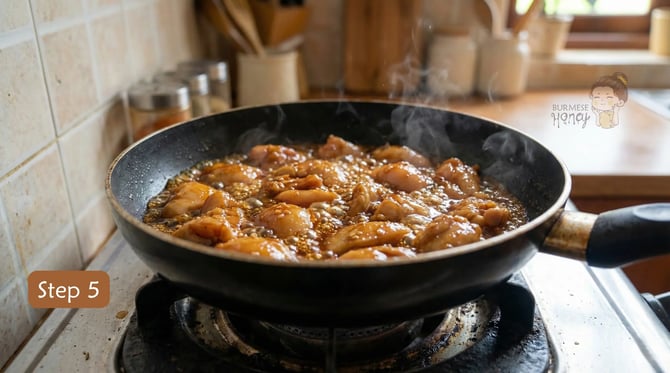 Honey Garlic Chicken Receipe by Burmese Honey - Step 5